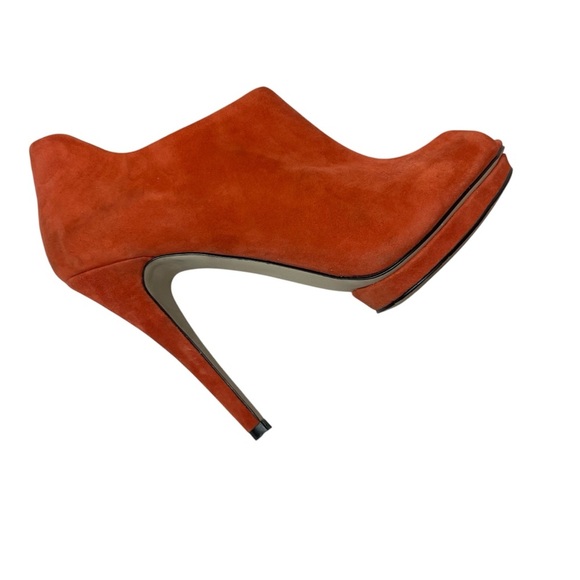 BCBGMaxAzria Red/Orange‎ High-Heeled Peep-Toe Booties - Picture 3 of 10
